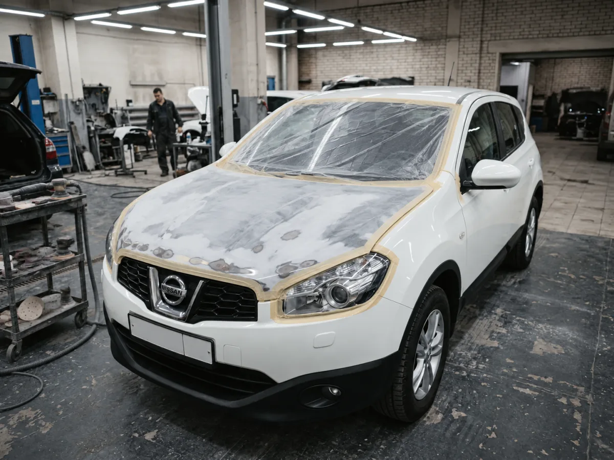 В процессе — Nissan Qashqai — покраска капота