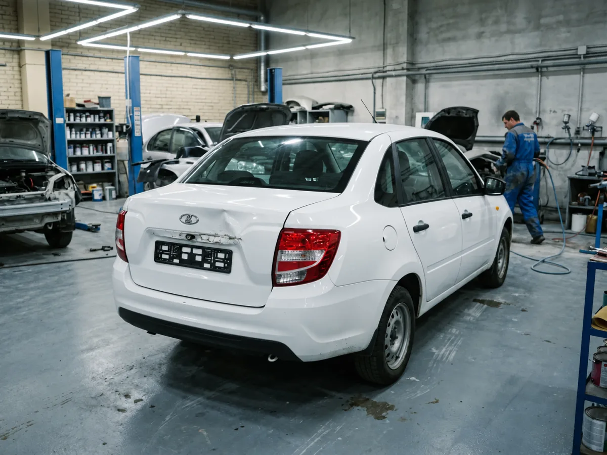 До ремонта — Lada Granta — покраска крышки багажника